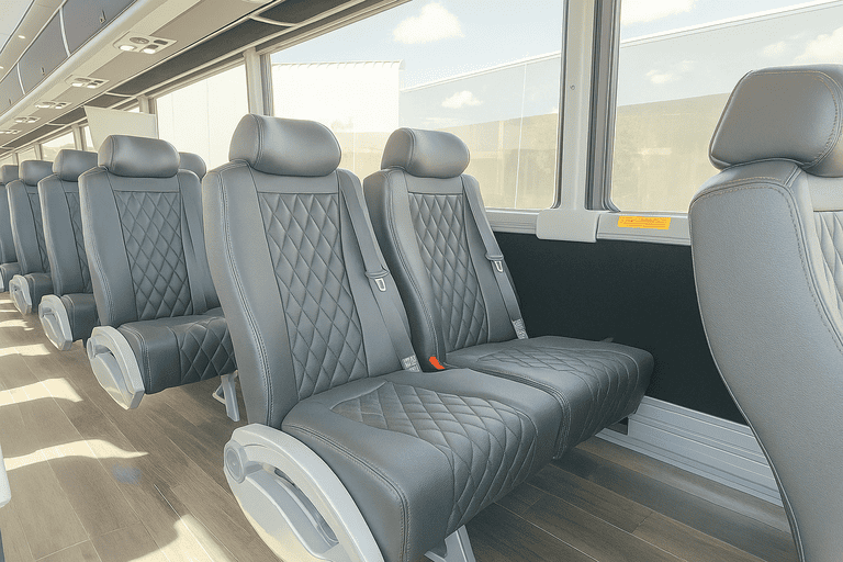 interior of St George Coach Bus Service charter bus