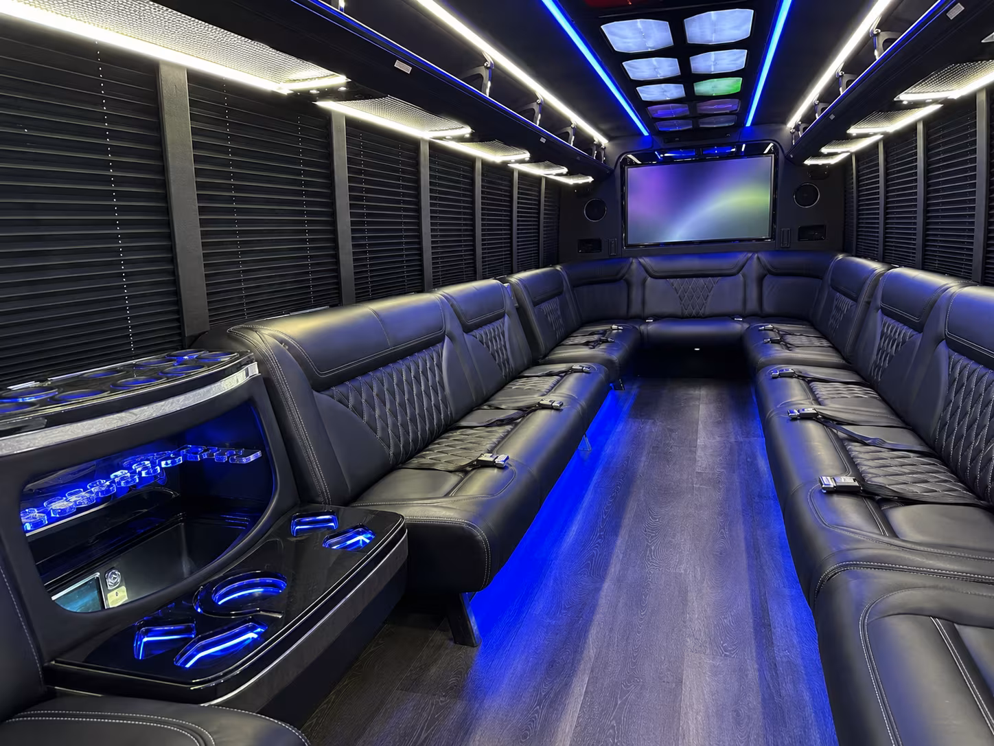 st george 20 passenger party bus inside